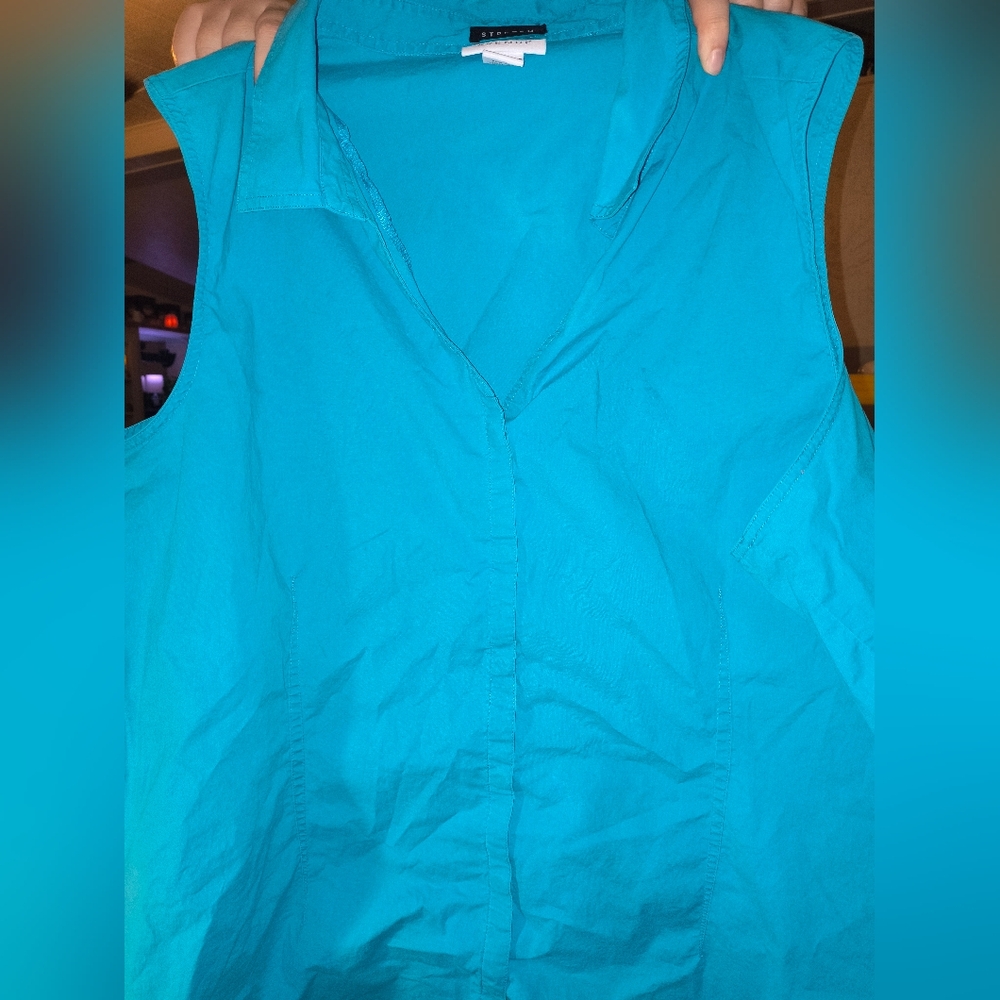 Avenue Teal Sleeveless Blouse